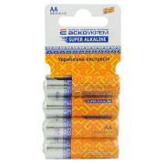 Батарейка лужна AА.LR6.SC4 (shrink card 4), АСКО-УКРЕМ міні-фото