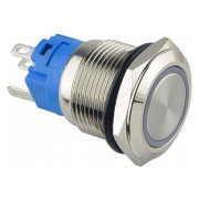 Кнопка TYJ 19-271 металева пласка з підсвічуванням 1NO+1NC червона 220V, АСКО-УКРЕМ міні-фото