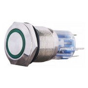 Кнопка TYJ 19-271 металева пласка з підсвічуванням 1NO+1NC зелена 220V, АСКО-УКРЕМ міні-фото