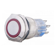 Кнопка TYJ 19-272 металева пласка з підсвічуванням 2NO+2NC червона 220V, АСКО-УКРЕМ міні-фото