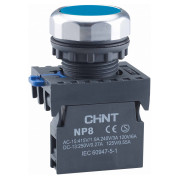Кнопка NP8-10BN/6 без підсвітки синя 1NO IP65, CHINT міні-фото