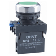 Кнопка NP8-10BN/3 без підсвітки зелена 1NO IP65, CHINT міні-фото