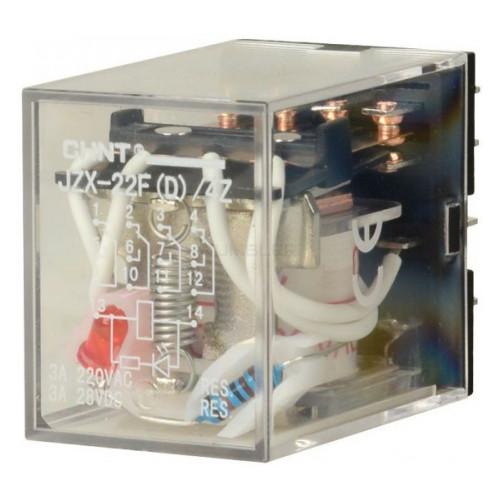 Реле проміжне JZX-22F(D)/4Z PLU AC220V з LED індикацією 3A 4 групи контактів, CHINT (285448) фото