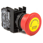 Кнопка "грибок" EMERGENCY STOP d=40мм з фіксацією (повернення поворотом) 1НЗ, EMAS міні-фото